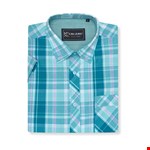 Kam S/S Summer Check Shirt - aqua check